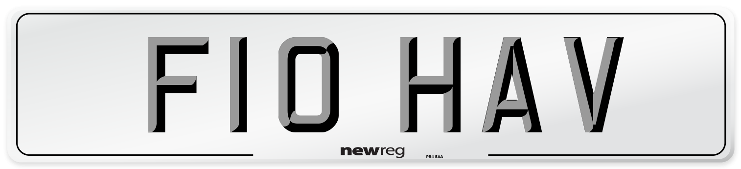 F10 HAV Number Plate from New Reg